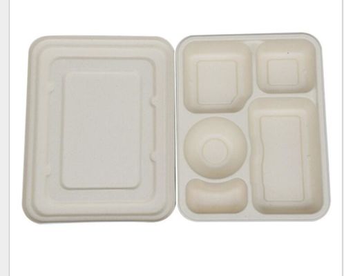 Коробка для завтрака с крышкой, коробка для завтрака 5 решеток устранимая соломы пшеницы Biodegradable