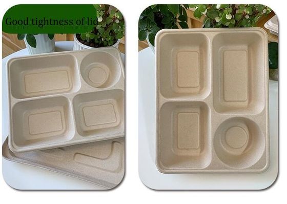 Решетка 4 упаковывая устранимую коробку для завтрака, Biodegradable на вынос коробку для завтрака