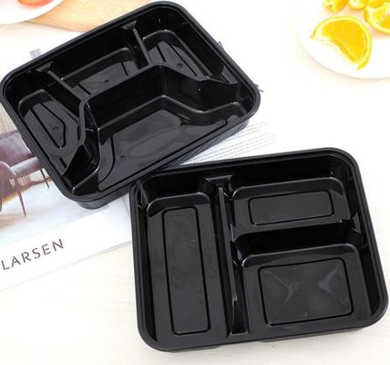 3 4 коробка для завтрака отсека 100% Pp черная microwavable для пищевого контейнера