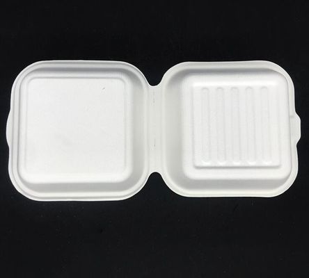 Biodegradable сахарный тростник пульпирует коробку для завтрака гамбургера 450ml для пищевого контейнера взятия прочь