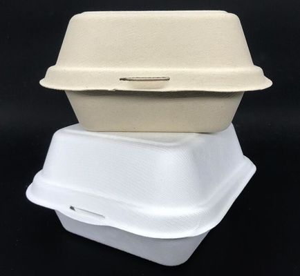 Biodegradable сахарный тростник пульпирует коробку для завтрака гамбургера 450ml для пищевого контейнера взятия прочь