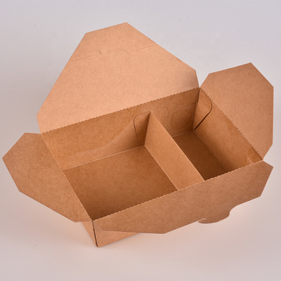 Бумага Kraft 2 коробка для завтрака 3 отсеков принимает прочь пищевой контейнер устранимый