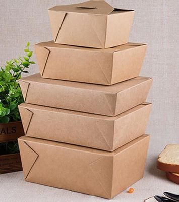 дружественная к Эко коробка для завтрака бумаги Kraft выноса макаронных изделий фаст-фуда 2000ml