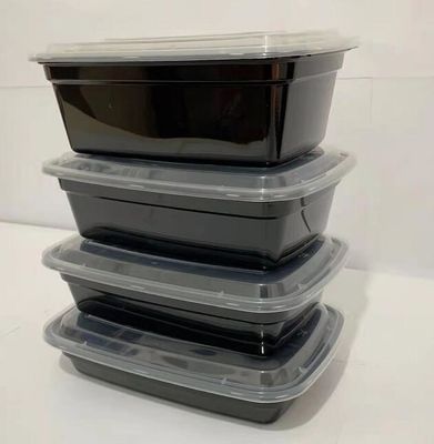 Черный пищевой контейнер 1000ml Microwavable устранимый PP пластиковый