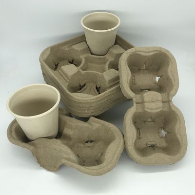 Несущие бумажного стаканчика пульпы 2&amp;4 подноса кофейной чашки Biodegradable для взятия прочь грузя