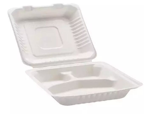 Примите прочь устранимую коробку для завтрака 3 отсеков Kraft бумажную пластиковую подгоняйте